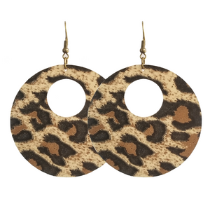 Round Earrings - Leopard